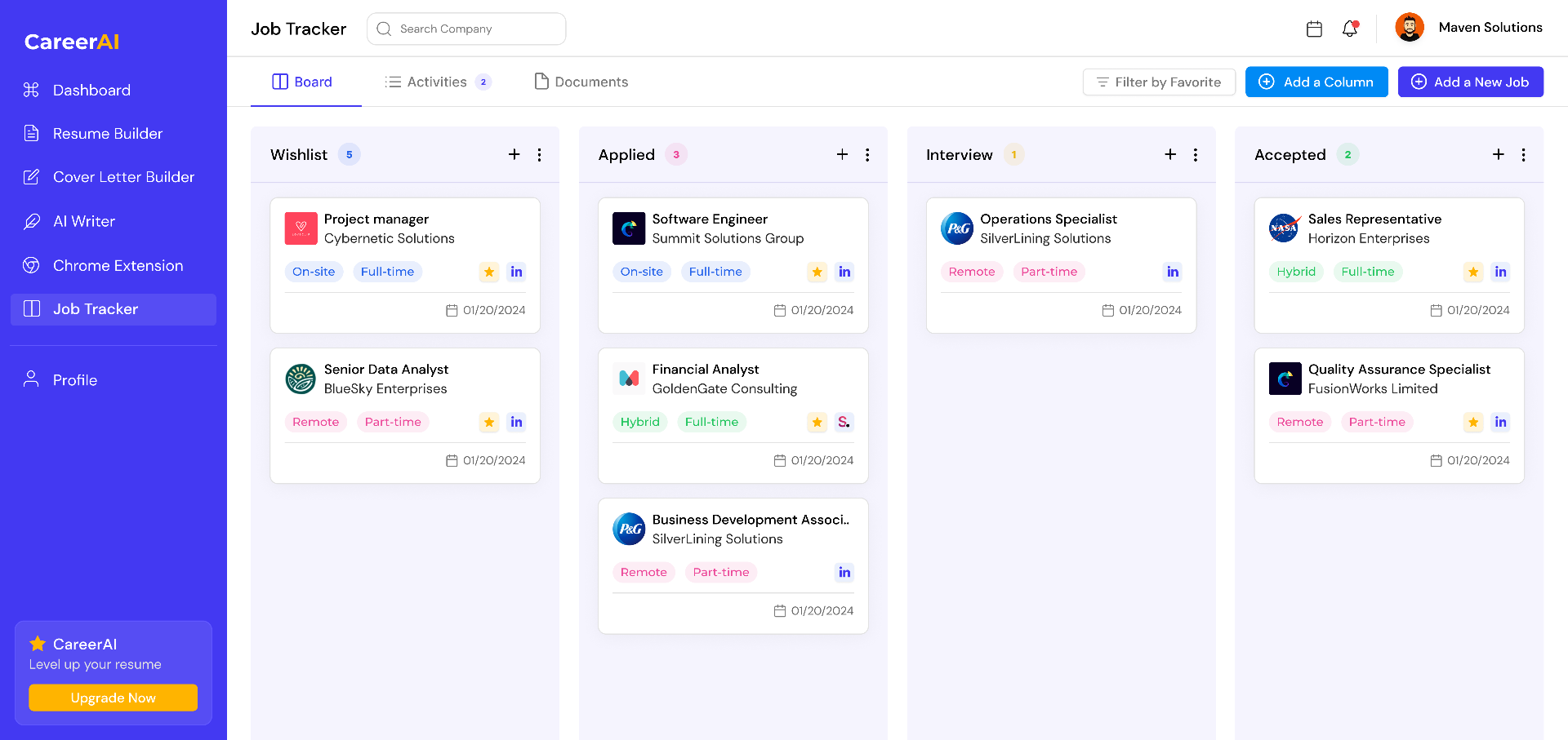 CareerAI Job Board Dashboard